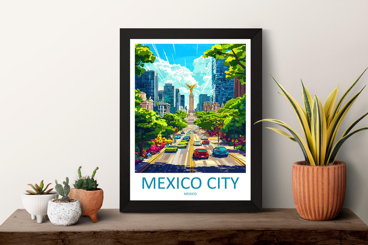 Mexico City Cartoon Travel Poster Mexico Wall Art City Print Historic Illustration Urban Decor Mexico City Souvenir Gift