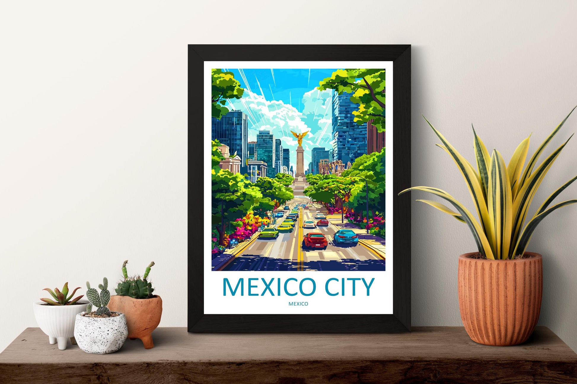 Mexico City Cartoon Travel Poster Mexico Wall Art City Print Historic Illustration Urban Decor Mexico City Souvenir Gift