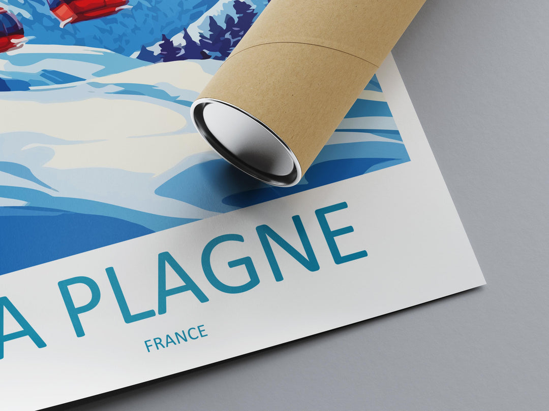 La Plagne Cartoon Travel Poster France Wall Art Ski Resort Print Alpine Illustration Winter Decor La Plagne Souvenir Gift