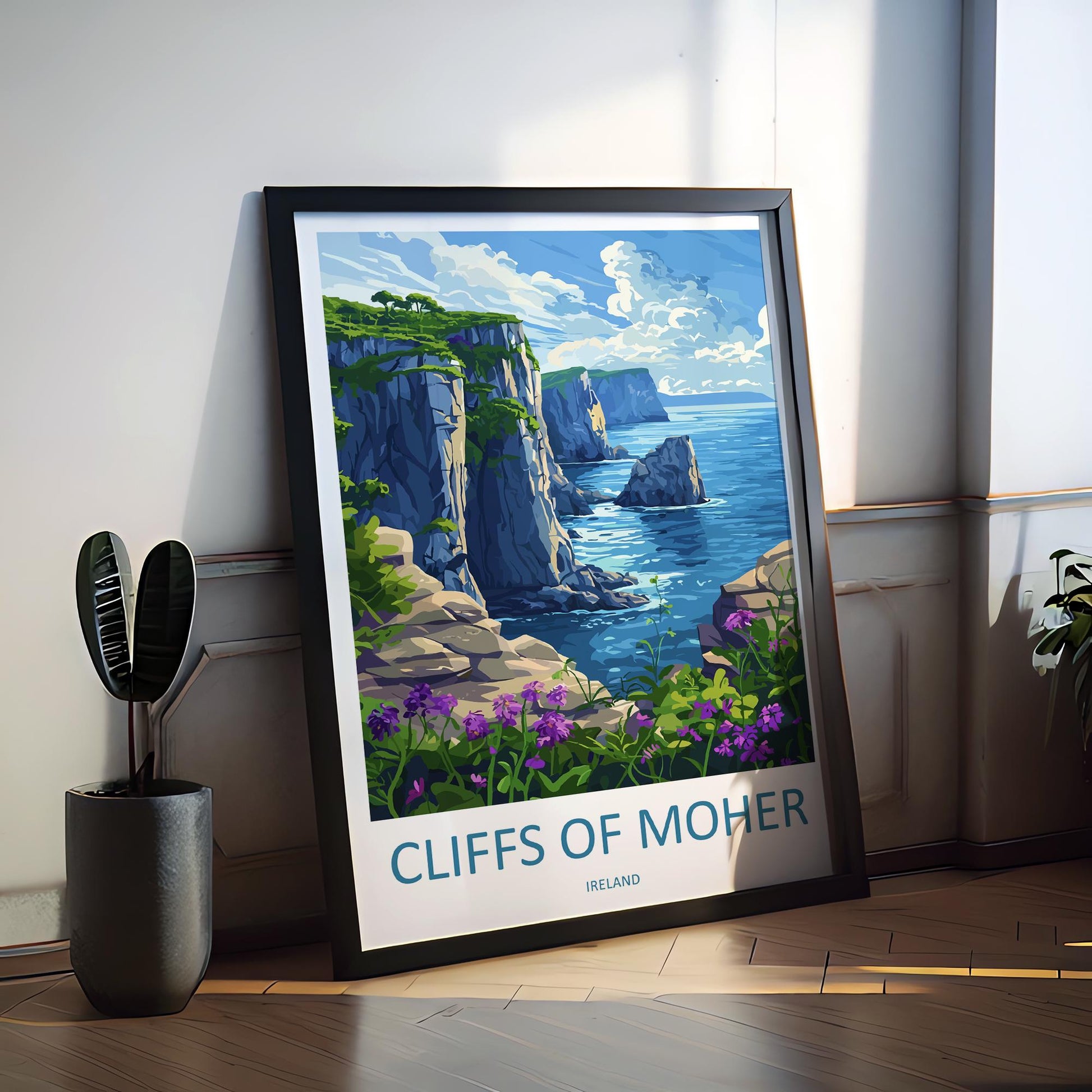 Cliffs of Moher Cartoon Travel Poster Ireland Wall Art Coastal Print Nature Illustration Wild Atlantic Decor Irish Souvenir Gift