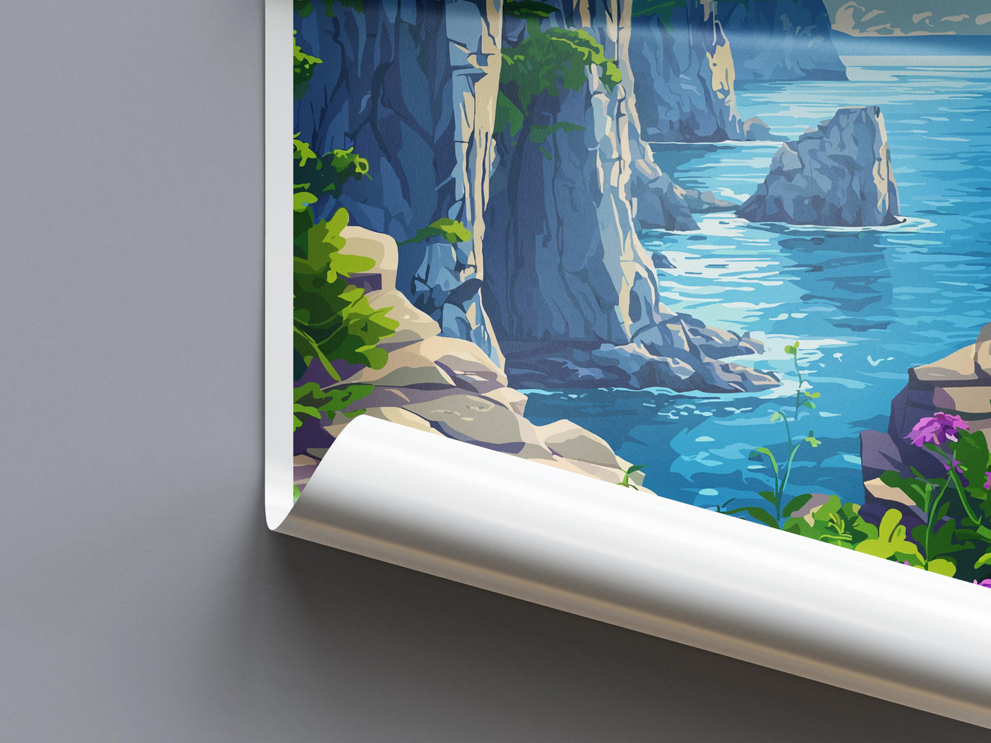 Cliffs of Moher Cartoon Travel Poster Ireland Wall Art Coastal Print Nature Illustration Wild Atlantic Decor Irish Souvenir Gift