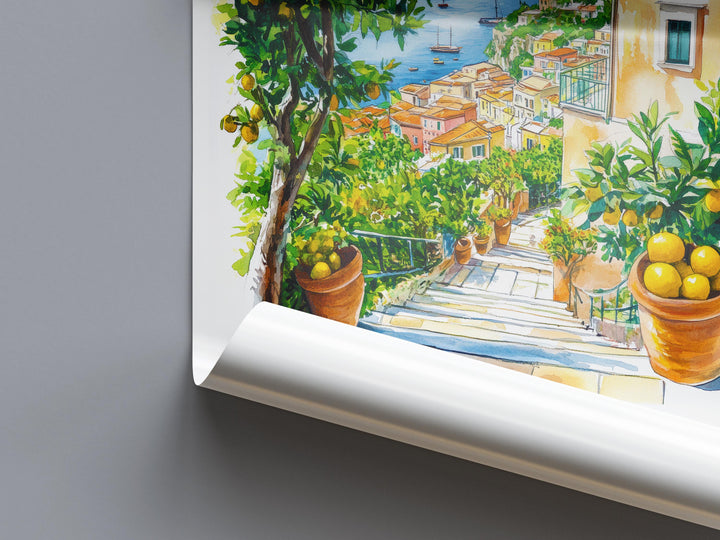 Sorrento Watercolor Poster Sorrento Travel Print Sorrento Wall Art Sorrento Cityscape Painting Sorrento Souvenir Italy Decor