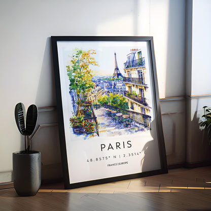 Paris Watercolor Poster Paris Travel Print Paris Wall Art Paris Cityscape Painting Paris Souvenir France Home Decor