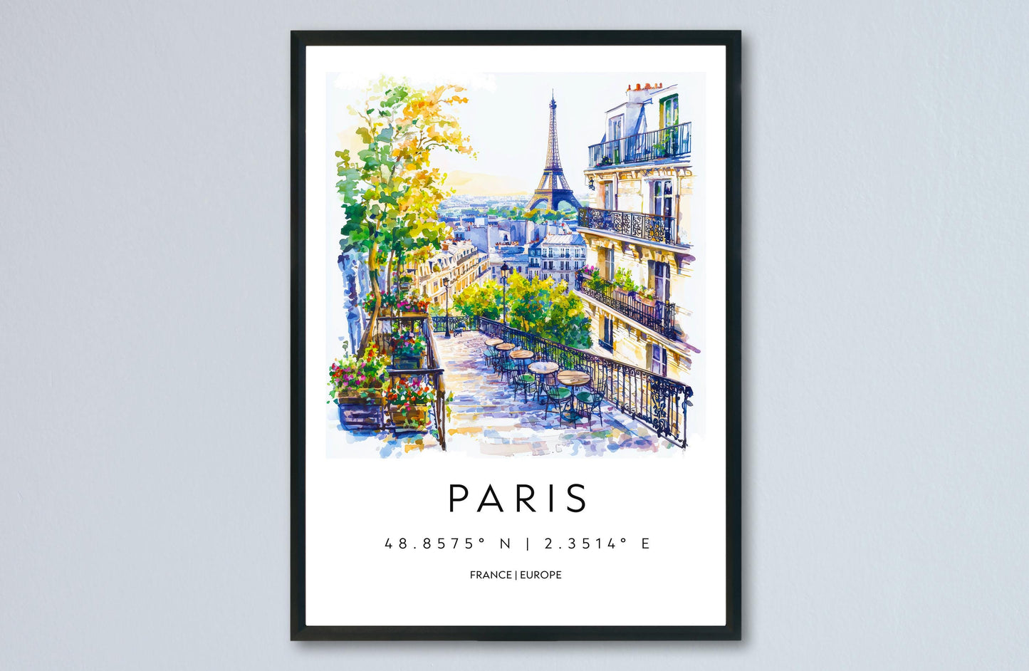 Paris Watercolor Poster Paris Travel Print Paris Wall Art Paris Cityscape Painting Paris Souvenir France Home Decor