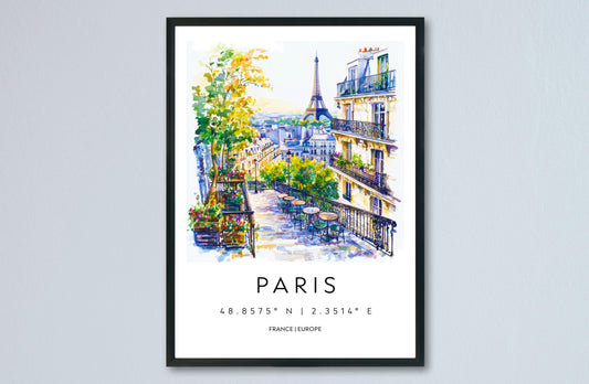 Paris Watercolor Poster Paris Travel Print Paris Wall Art Paris Cityscape Painting Paris Souvenir France Home Decor