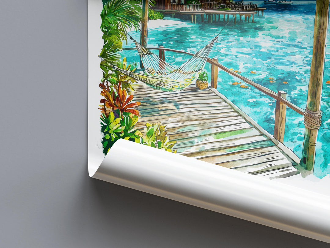 Maldives Watercolor Poster Maldives Travel Print Maldives Wall Art Maldives Island Painting Maldives Souvenir Beach Decor