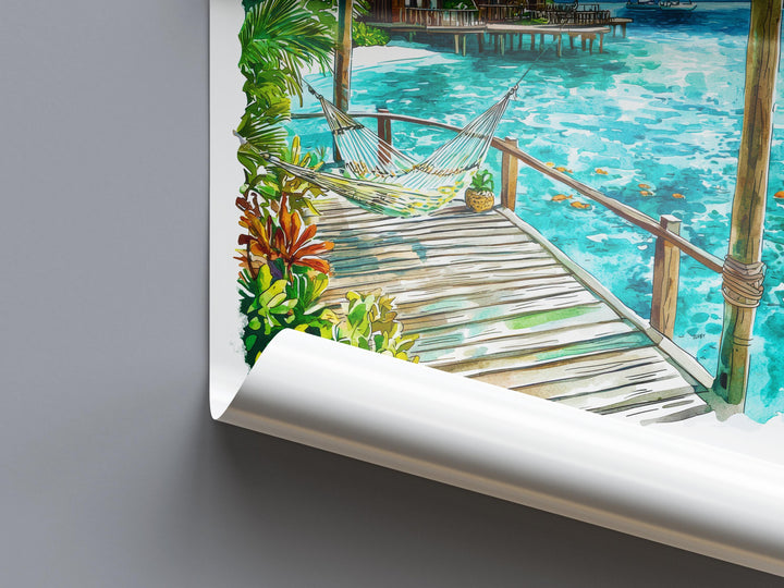 Maldives Watercolor Poster Maldives Travel Print Maldives Wall Art Maldives Island Painting Maldives Souvenir Beach Decor