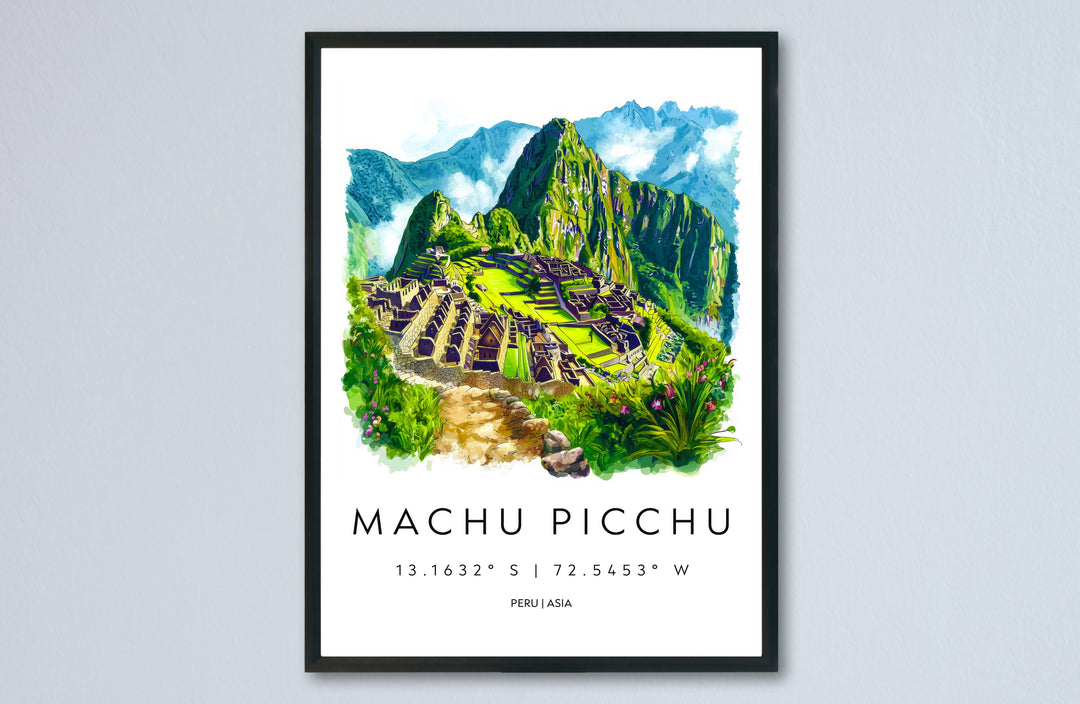Machu Picchu Watercolor Poster Machu Picchu Travel Print Machu Picchu Wall Art Machu Picchu Painting Peru Souvenir Decor