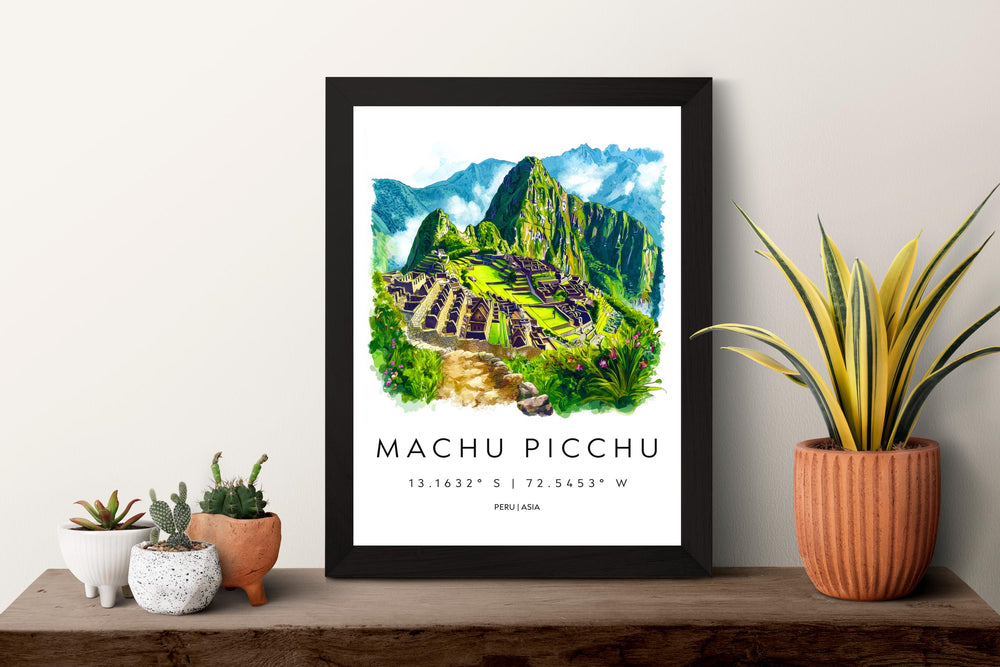 Machu Picchu Watercolor Poster Machu Picchu Travel Print Machu Picchu Wall Art Machu Picchu Painting Peru Souvenir Decor