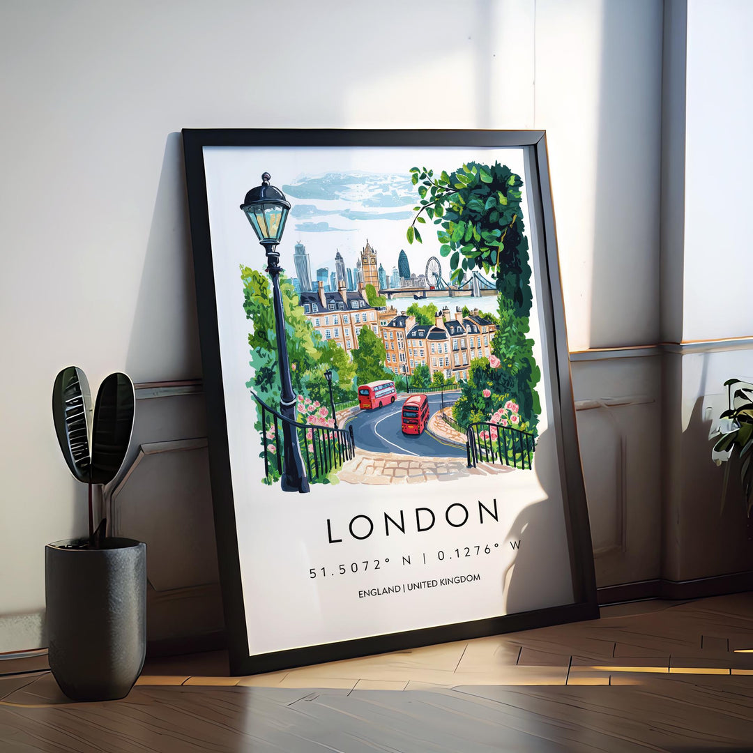 London Watercolor Poster London Travel Print London Wall Art London Cityscape Painting London Souvenir UK Decor