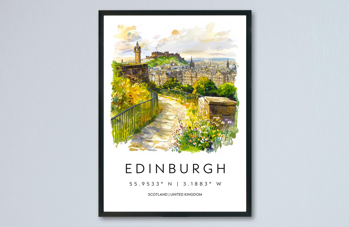 Edinburgh Watercolor Poster Edinburgh Travel Print Edinburgh Wall Art Edinburgh Cityscape Painting Edinburgh Souvenir Scotland Decor