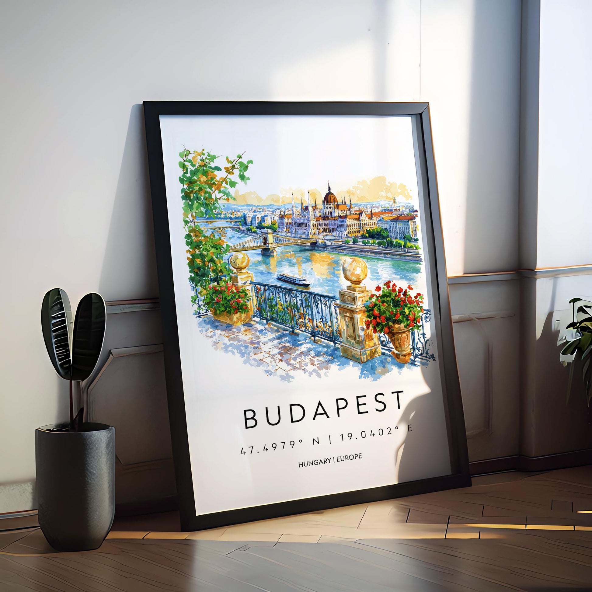 Budapest Watercolor Poster Budapest Travel Print Budapest Wall Art Budapest Cityscape Painting Budapest Souvenir Hungary Decor