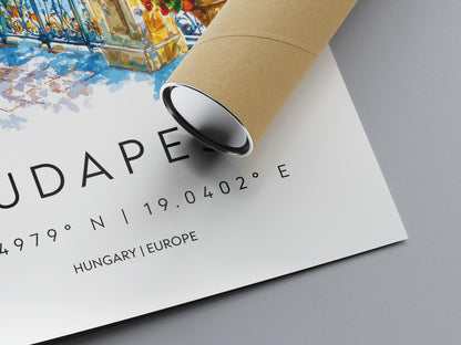 Budapest Watercolor Poster Budapest Travel Print Budapest Wall Art Budapest Cityscape Painting Budapest Souvenir Hungary Decor