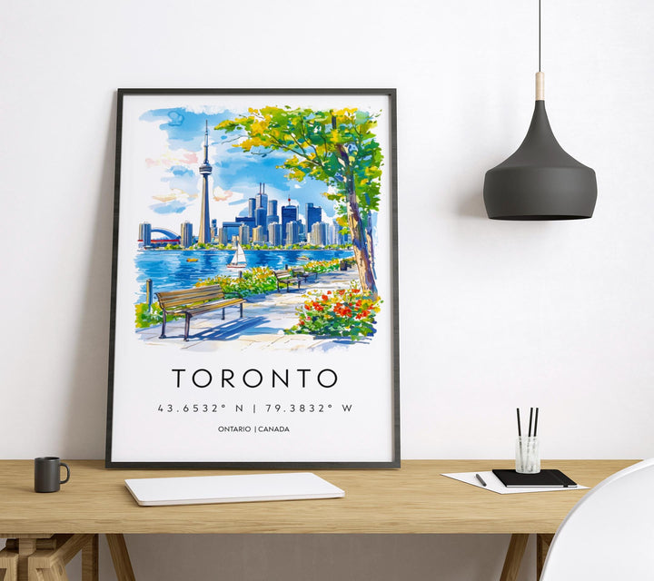 Toronto Watercolor Poster Toronto Travel Print Toronto Wall Art Toronto Cityscape Painting Toronto Souvenir Canada Decor