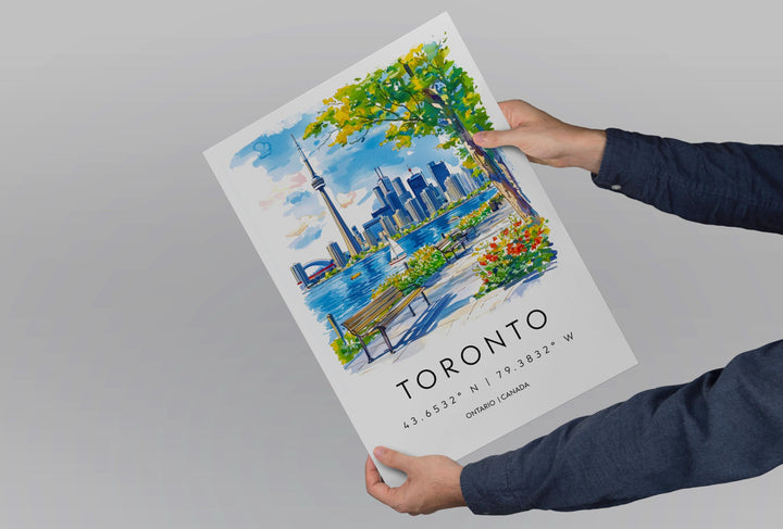Toronto Watercolor Poster Toronto Travel Print Toronto Wall Art Toronto Cityscape Painting Toronto Souvenir Canada Decor