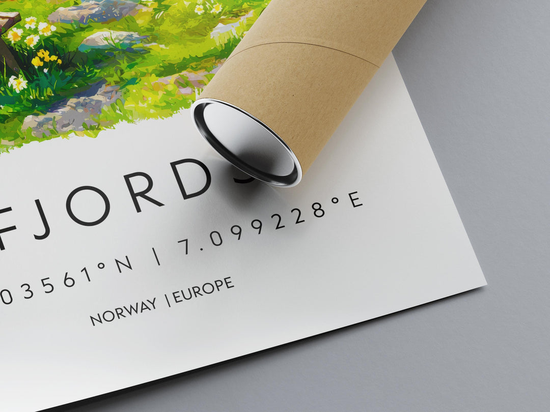 Fjords Watercolor Poster Fjords Travel Print Fjords Wall Art Fjords Landscape Painting Fjords Souvenir Norway Decor