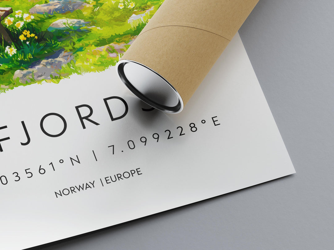 Fjords Watercolor Poster Fjords Travel Print Fjords Wall Art Fjords Landscape Painting Fjords Souvenir Norway Decor