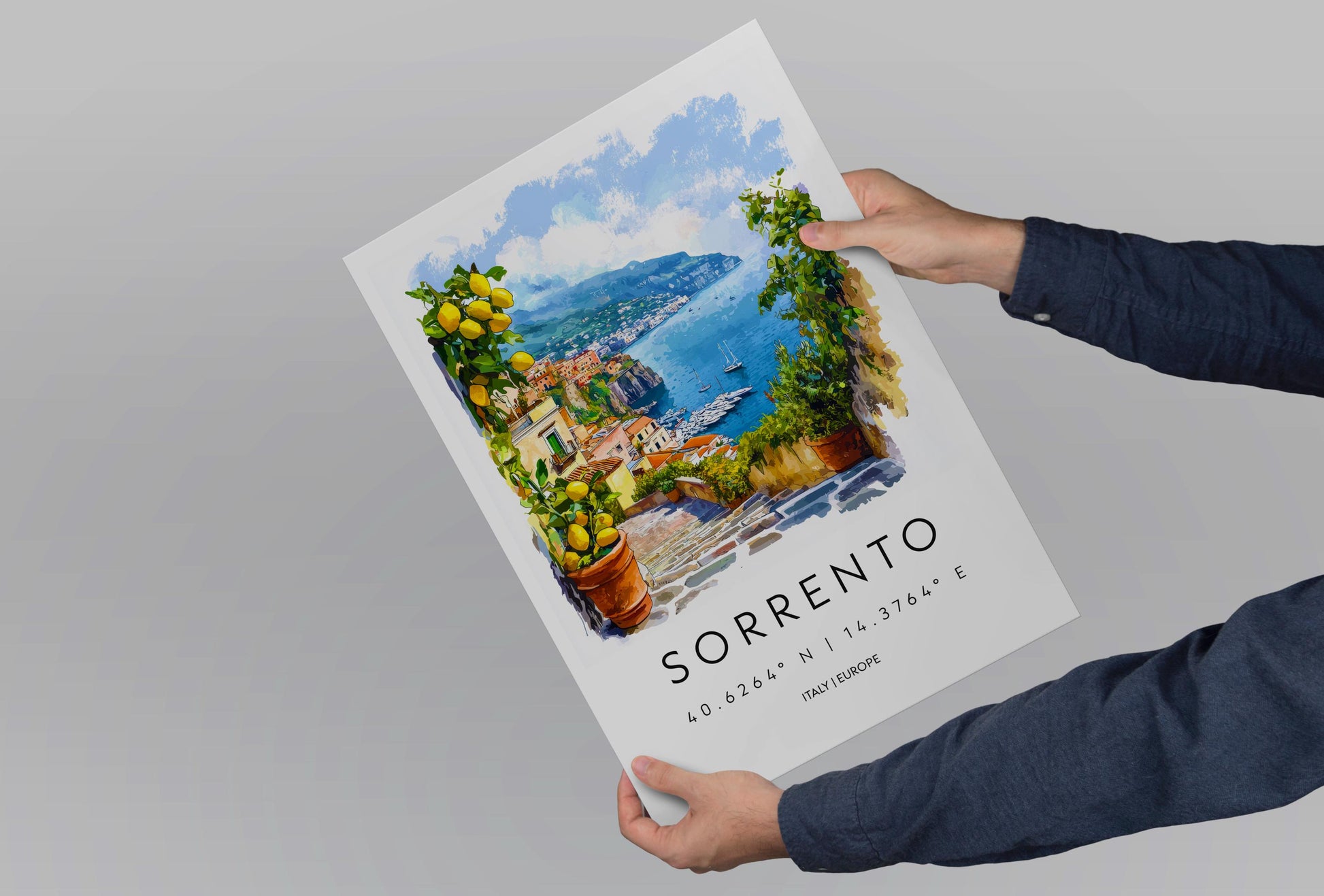 Sorrento Watercolor Poster Sorrento Travel Print Sorrento Wall Art Sorrento Cityscape Painting Sorrento Souvenir Italy Decor