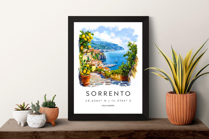 Sorrento Watercolor Poster Sorrento Travel Print Sorrento Wall Art Sorrento Cityscape Painting Sorrento Souvenir Italy Decor