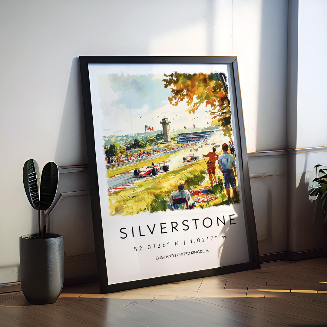 Silverstone Watercolor Poster Silverstone Travel Print Silverstone Wall Art Silverstone Racing Painting Silverstone Souvenir UK Decor