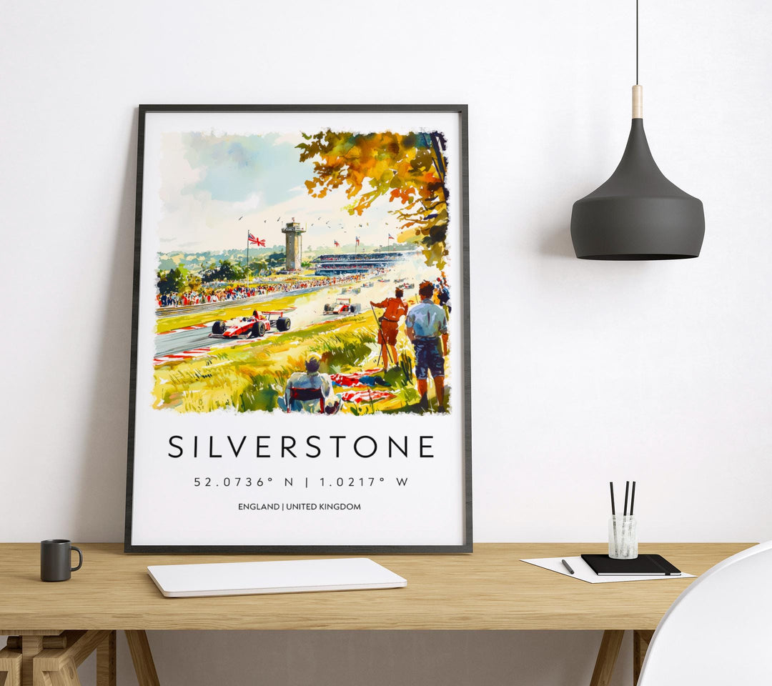 Silverstone Watercolor Poster Silverstone Travel Print Silverstone Wall Art Silverstone Racing Painting Silverstone Souvenir UK Decor