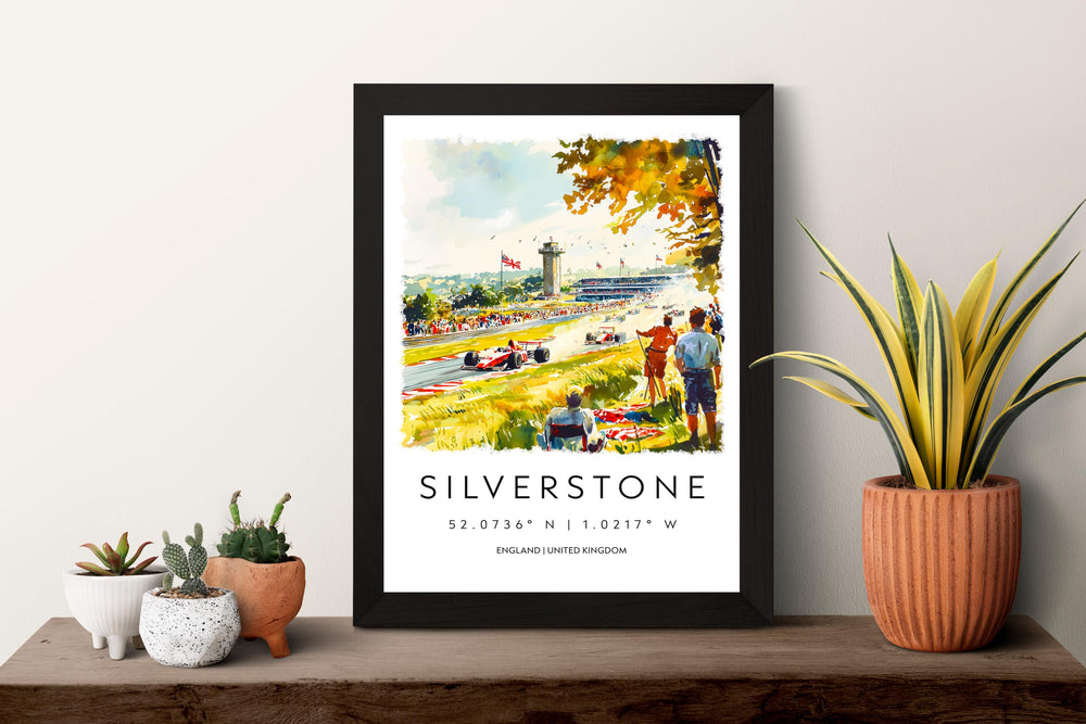 Silverstone Watercolor Poster Silverstone Travel Print Silverstone Wall Art Silverstone Racing Painting Silverstone Souvenir UK Decor