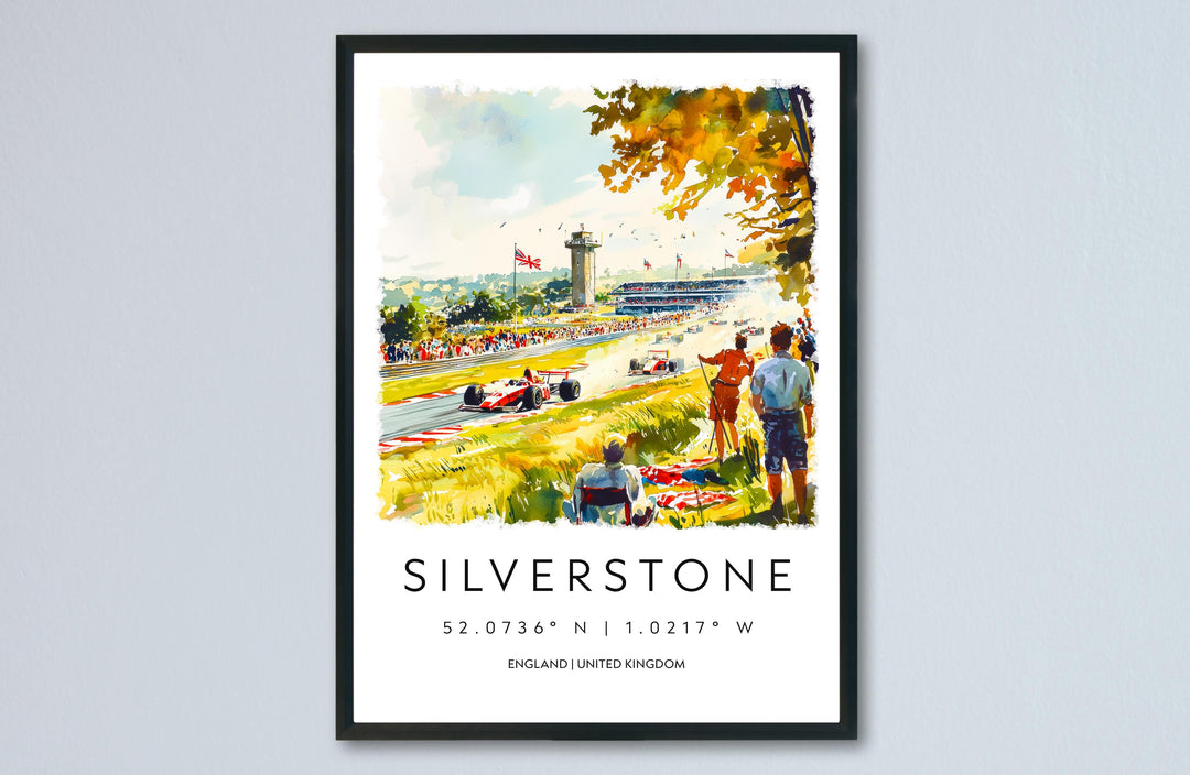 Silverstone Watercolor Poster Silverstone Travel Print Silverstone Wall Art Silverstone Racing Painting Silverstone Souvenir UK Decor