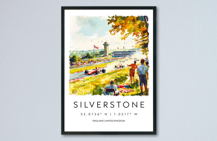 Silverstone Watercolor Poster Silverstone Travel Print Silverstone Wall Art Silverstone Racing Painting Silverstone Souvenir UK Decor