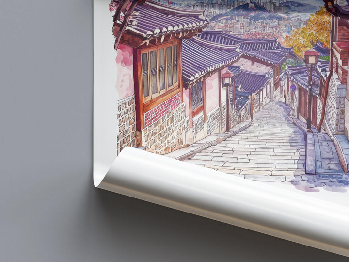Seoul Watercolor Poster Seoul Travel Print Seoul Wall Art Seoul Cityscape Painting Seoul Souvenir South Korea Decor
