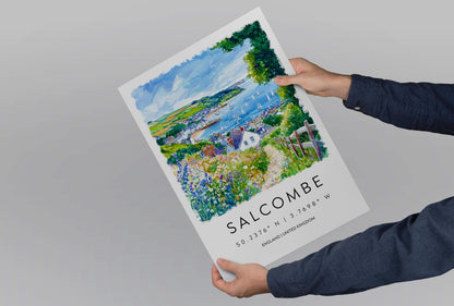 Salcombe Watercolor Poster Salcombe Travel Print Salcombe Wall Art Salcombe Harbour Painting Salcombe Souvenir UK Coastal Decor
