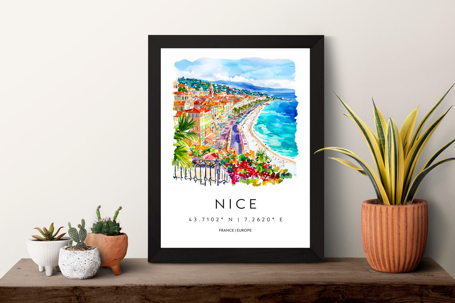 Nice France Watercolor Poster Nice France Travel Print Nice France Wall Art Nice France Cityscape Painting Nice France Souvenir Decor