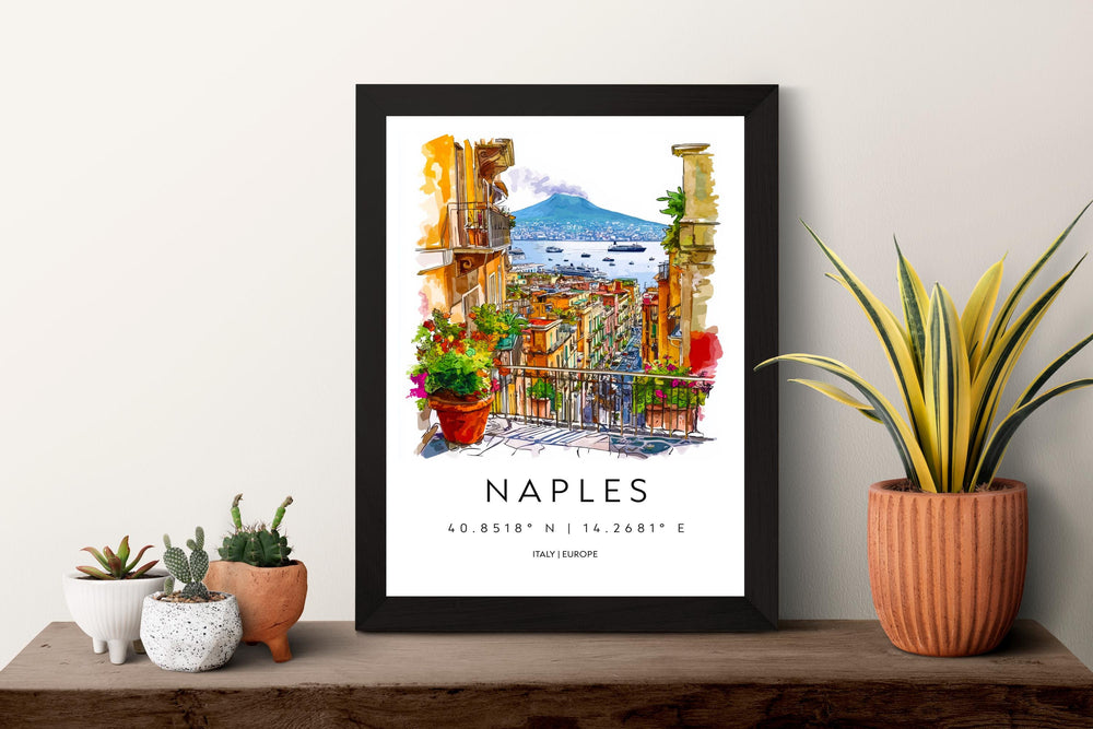 Naples Watercolor Poster Naples Travel Print Naples Wall Art Naples Cityscape Painting Naples Souvenir Italy Decor