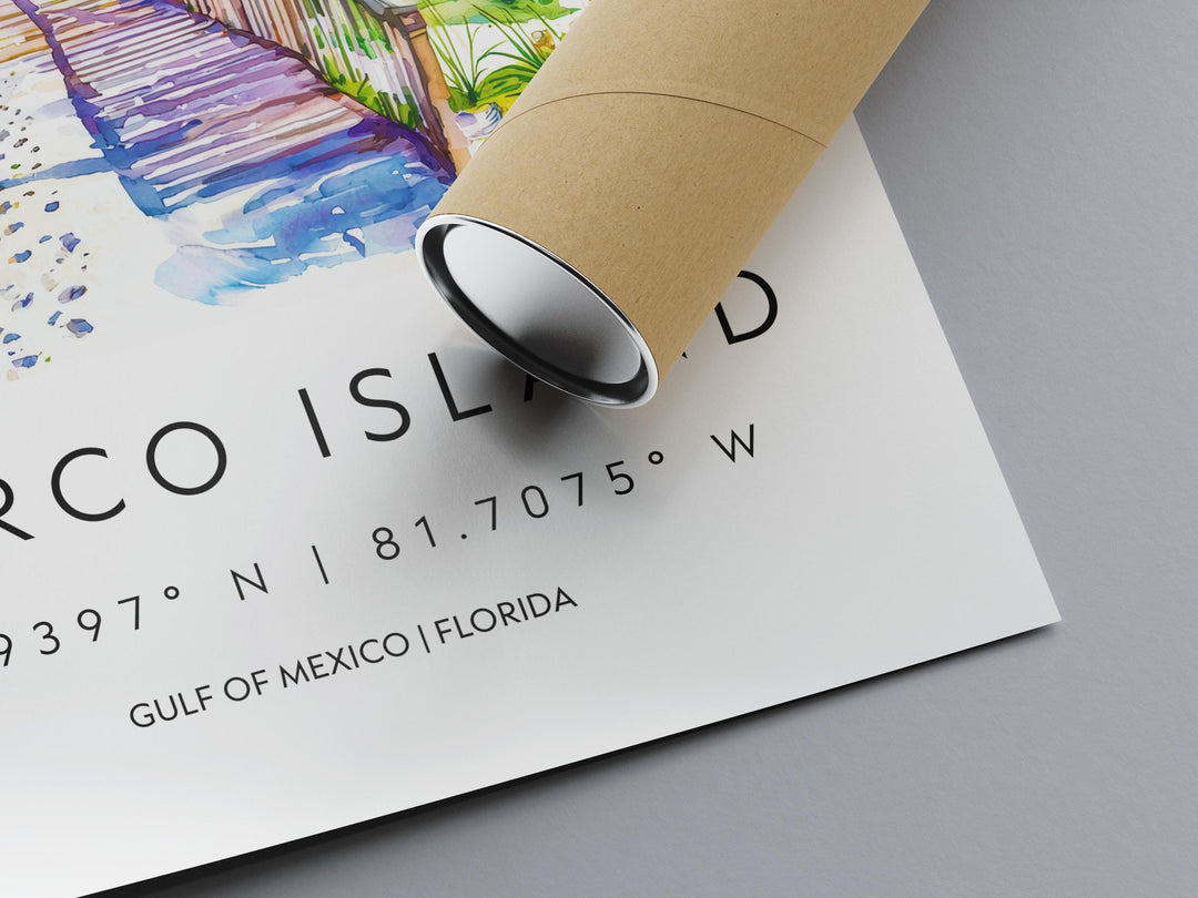 Marco Island Watercolor Poster Marco Island Travel Print Marco Island Wall Art Marco Island Painting Marco Island Souvenir Florida Decor