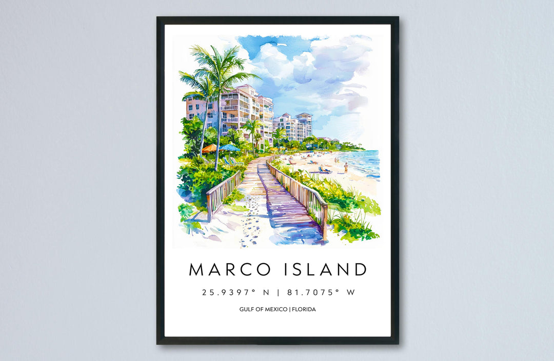 Marco Island Watercolor Poster Marco Island Travel Print Marco Island Wall Art Marco Island Painting Marco Island Souvenir Florida Decor