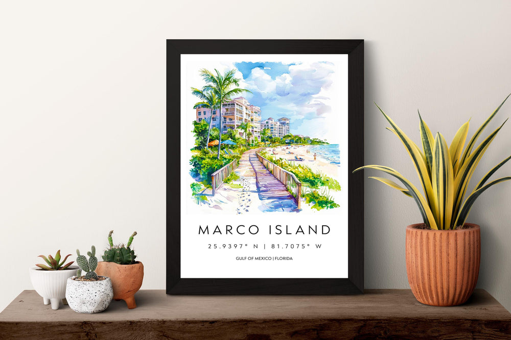 Marco Island Watercolor Poster Marco Island Travel Print Marco Island Wall Art Marco Island Painting Marco Island Souvenir Florida Decor