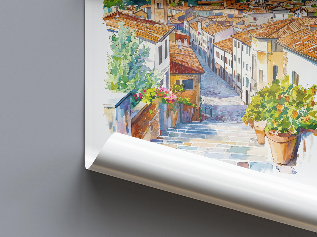 Lucca Watercolor Poster Lucca Travel Print Lucca Wall Art Lucca Cityscape Painting Lucca Souvenir Tuscany Italy Decor