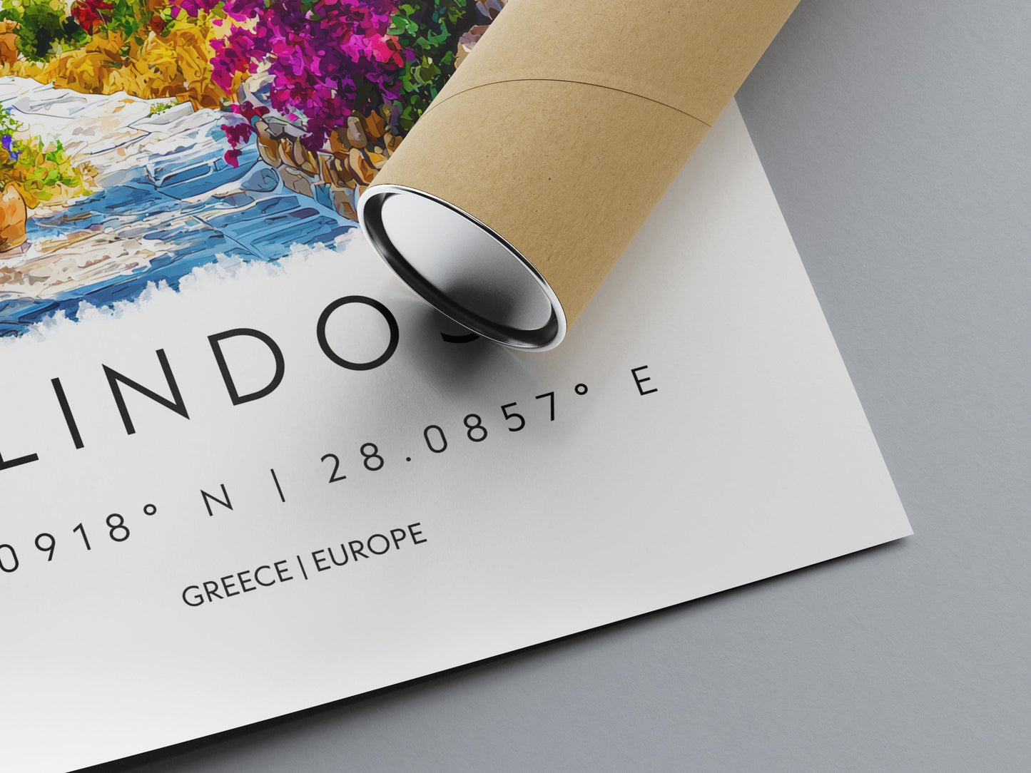 Lindos Watercolor Poster Lindos Travel Print Lindos Wall Art Lindos Cityscape Painting Lindos Souvenir Rhodes Greece Decor