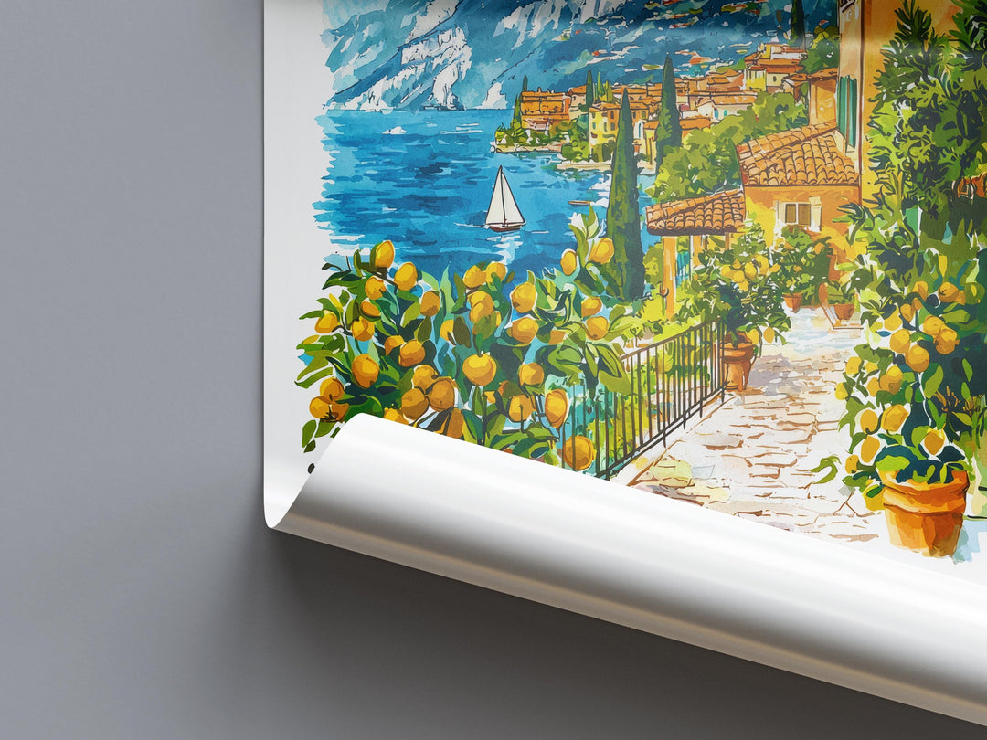 Lake Garda Watercolor Poster Lake Garda Travel Print Lake Garda Wall Art Lake Garda Landscape Painting Lake Garda Souvenir Italy Decor