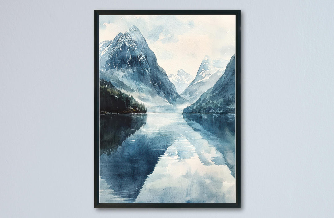 Fjords Watercolor Poster Fjords Travel Print Fjords Wall Art Fjords Landscape Painting Fjords Souvenir Norway Decor