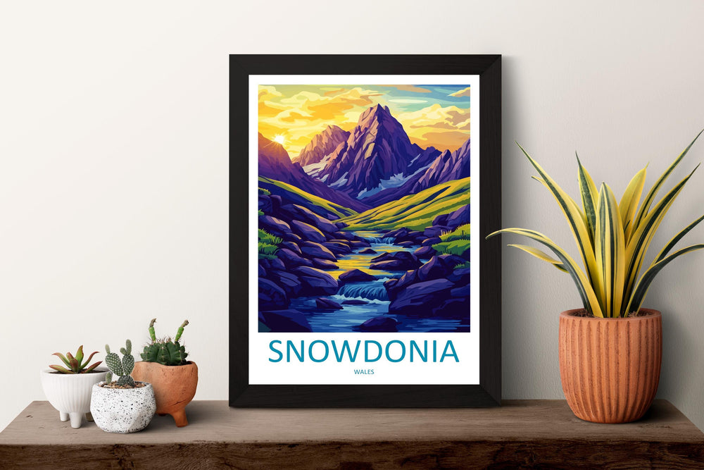 Snowdonia Travel Poster Wales Wall Art Mountain Landscape Print National Park Illustration Scenic Decor Snowdonia Gift Souvenir