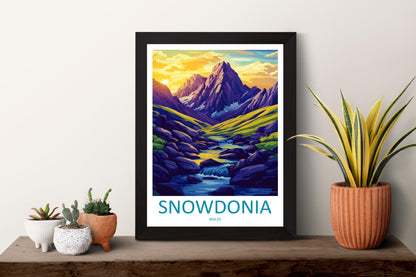 Snowdonia Travel Poster Wales Wall Art Mountain Landscape Print National Park Illustration Scenic Decor Snowdonia Gift Souvenir