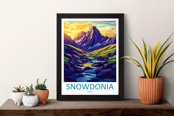 Snowdonia Travel Poster Wales Wall Art Mountain Landscape Print National Park Illustration Scenic Decor Snowdonia Gift Souvenir