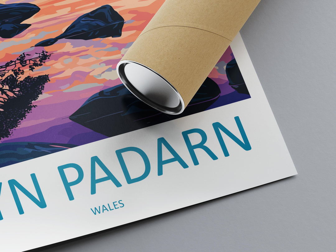 Llyn Padarn Travel Poster Wales Wall Art Snowdonia Lake Print Mountain Landscape Illustration Nature Decor Llyn Padarn Gift Souvenir