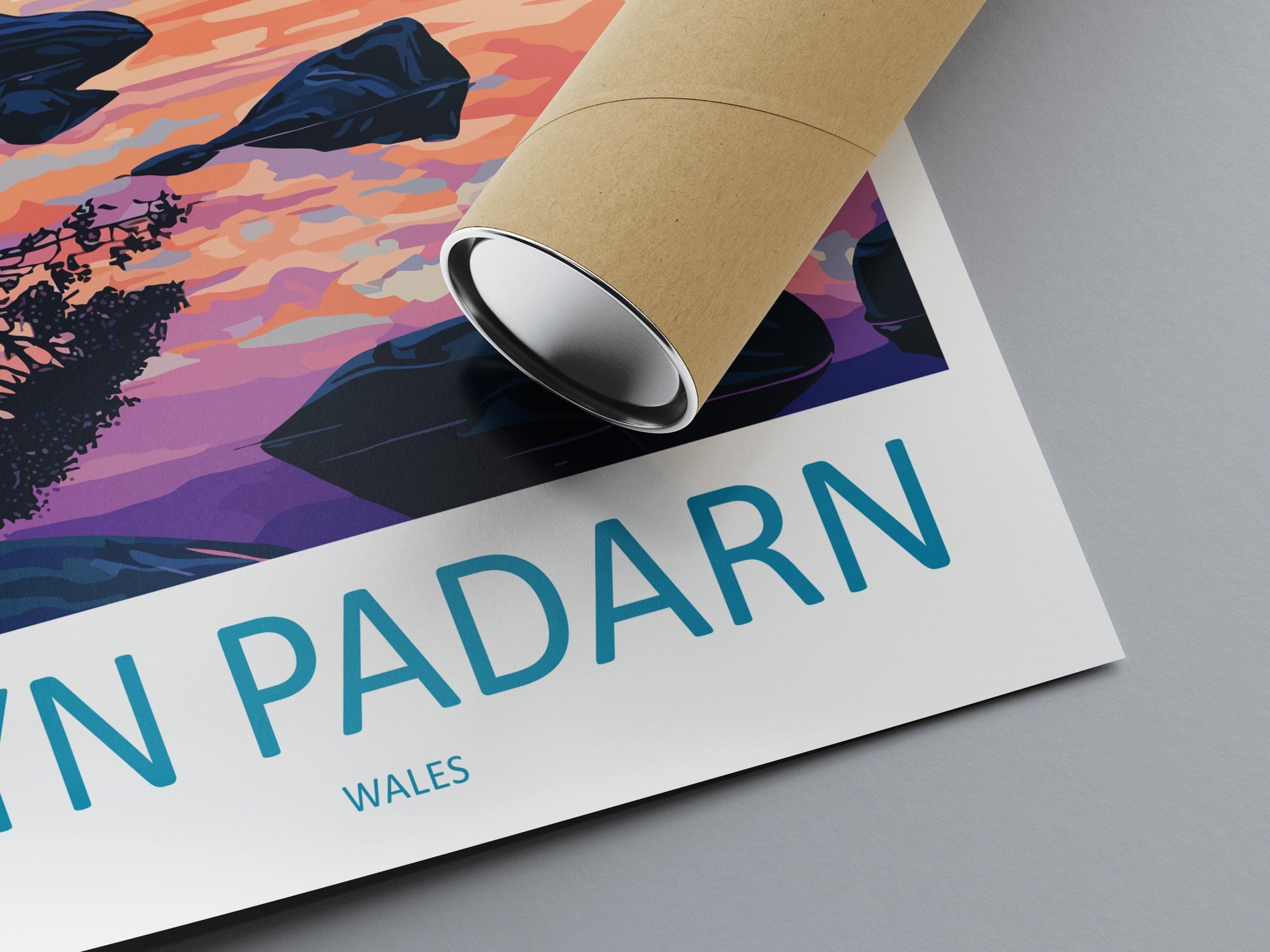 Llyn Padarn Travel Poster Wales Wall Art Snowdonia Lake Print Mountain Landscape Illustration Nature Decor Llyn Padarn Gift Souvenir