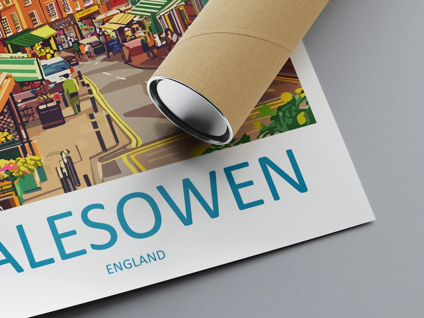 Halesowen Travel Poster England Wall Art Townscape Print Historic Street Illustration West Midlands Decor Halesowen Gift Souvenir