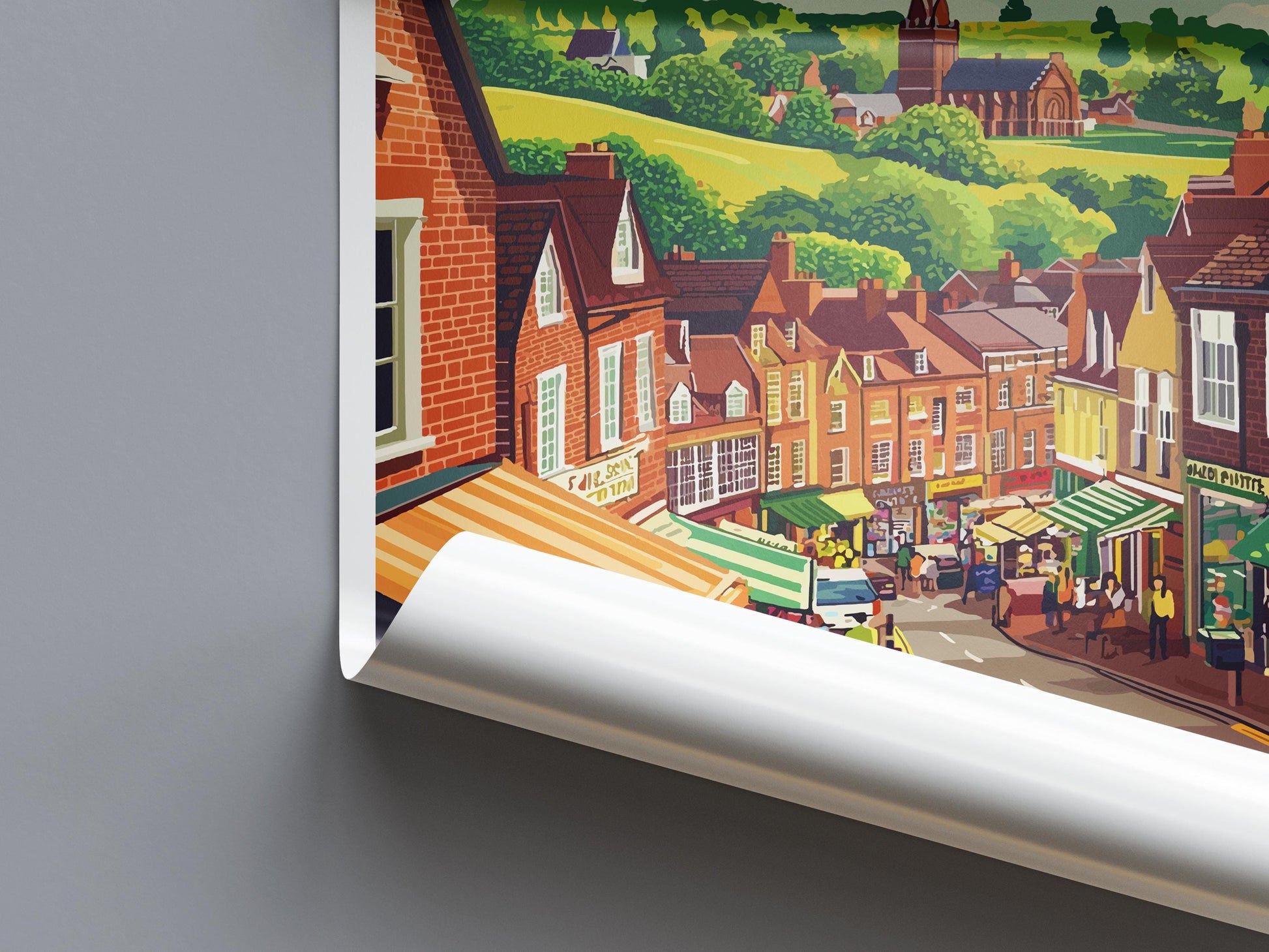 Halesowen Travel Poster England Wall Art Townscape Print Historic Street Illustration West Midlands Decor Halesowen Gift Souvenir