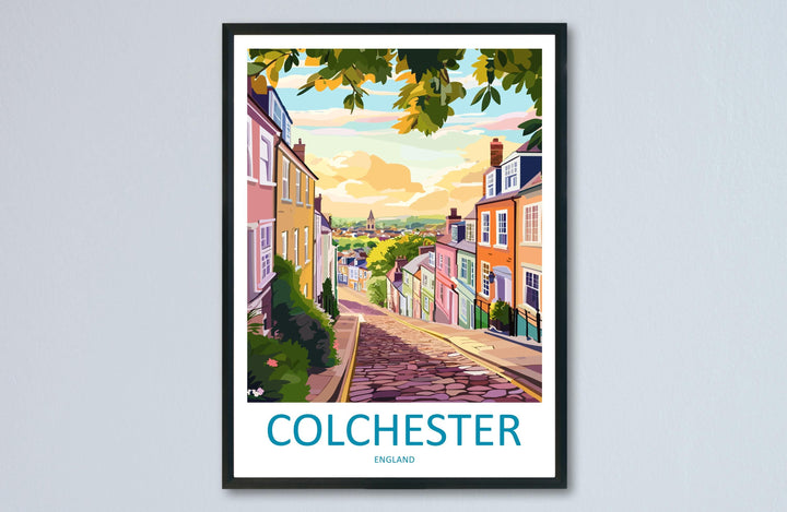Colchester Travel Poster England Wall Art Historic Town Print Castle View Illustration Roman Heritage Decor Colchester Gift Souvenir