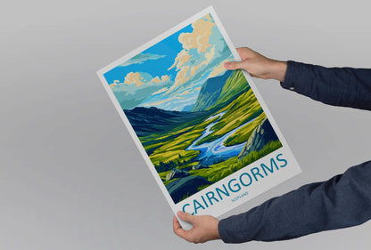 Cairngorms National Park Travel Poster Scotland Wall Art Mountain Landscape Print Highland View Decor Cairngorms Gift Souvenir