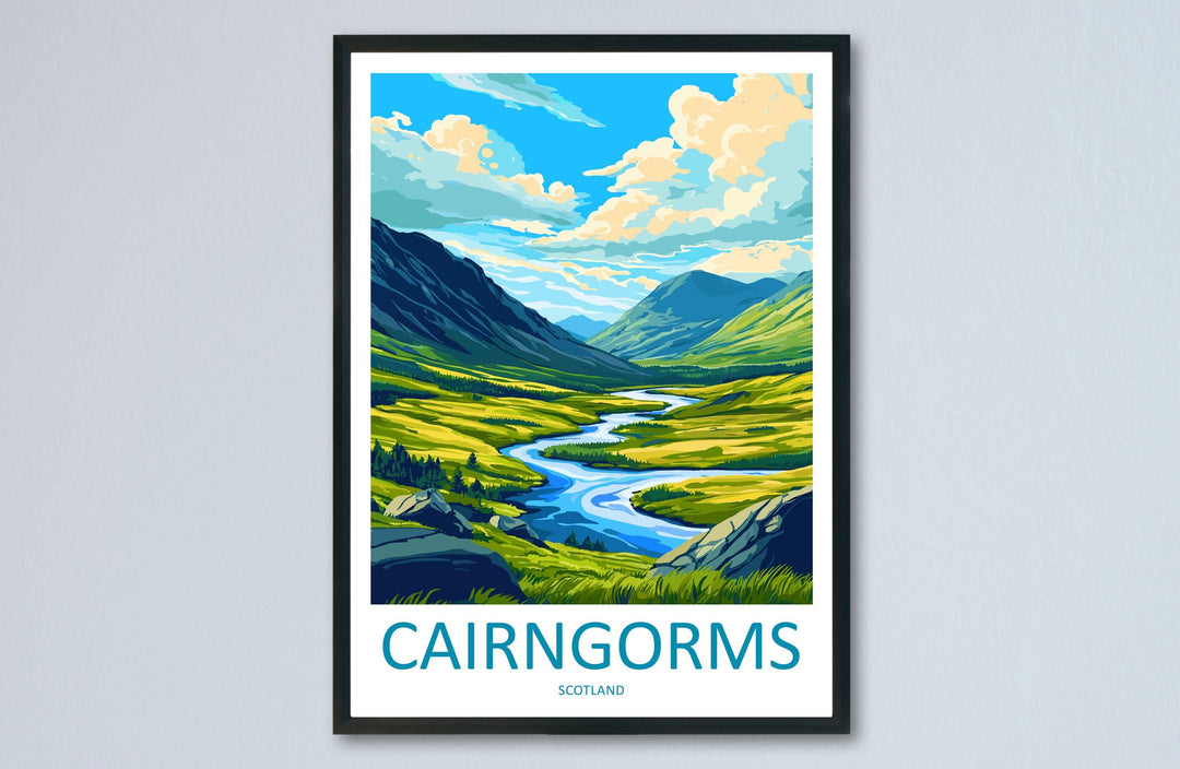 Cairngorms National Park Travel Poster Scotland Wall Art Mountain Landscape Print Highland View Decor Cairngorms Gift Souvenir