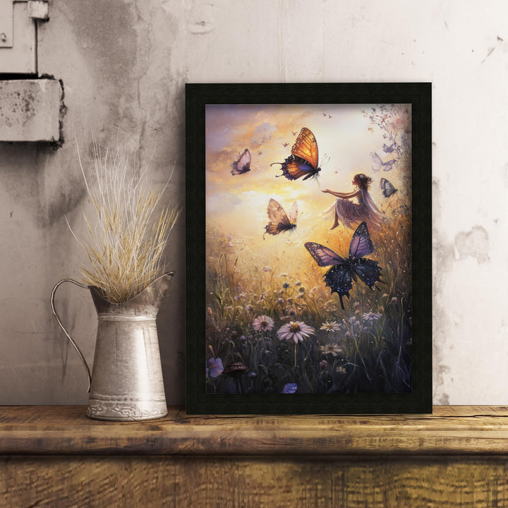 Vintage Fairy Print | Butterfly Cottagecore Art, Enchanted Nature